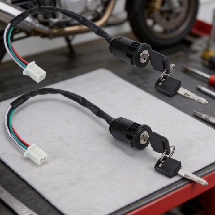 Motorcycle Ignition Switches Assembly with Wiring Harness and Keyed Control, 2 Pack Part for 50Cc To 250Cc Models
