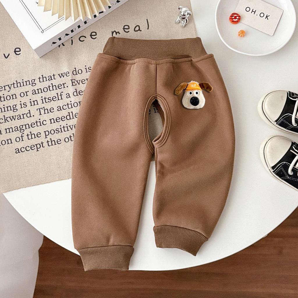Infant & Toddler Velvet Thermal Open-Crotch Pants for Autumn/Winter