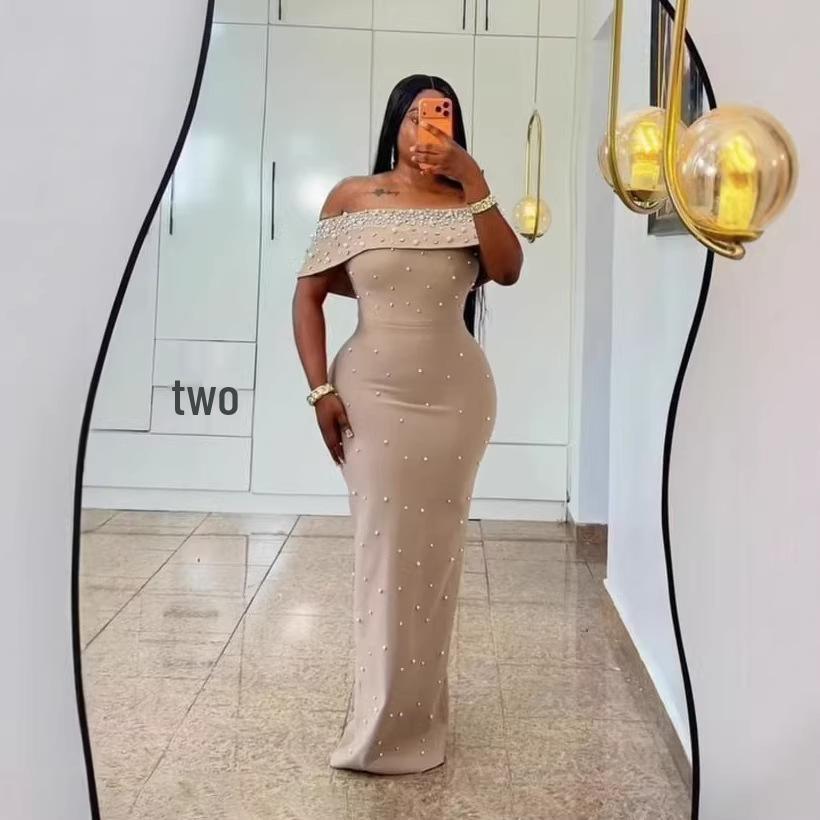 Cross-Border Women's Sexy One-Shoulder Bandage Evening Dress