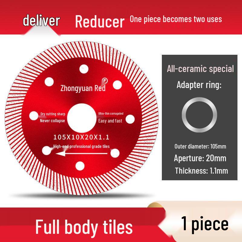 Zhongyuan Red Diamond Tile Cutting Blade for Chip-Free Dry Cutting of Vitrified and Porcelain Tiles