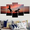 Pferde Silhouette Sonnenuntergang Wandkunst Leinwand Set Tierbilder für Innenraum Modulare Schlafzimmerdekoration Moderne Ästhetische Raumdekoration