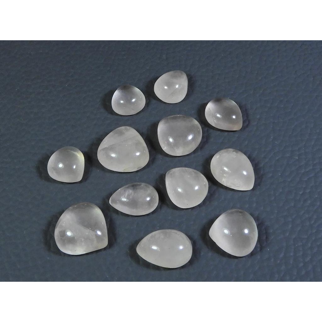 9-11 MM Natural Rose Quartz Pear Cabochon Loose Gemstone 12Pcs Lot 58Cts. A-339