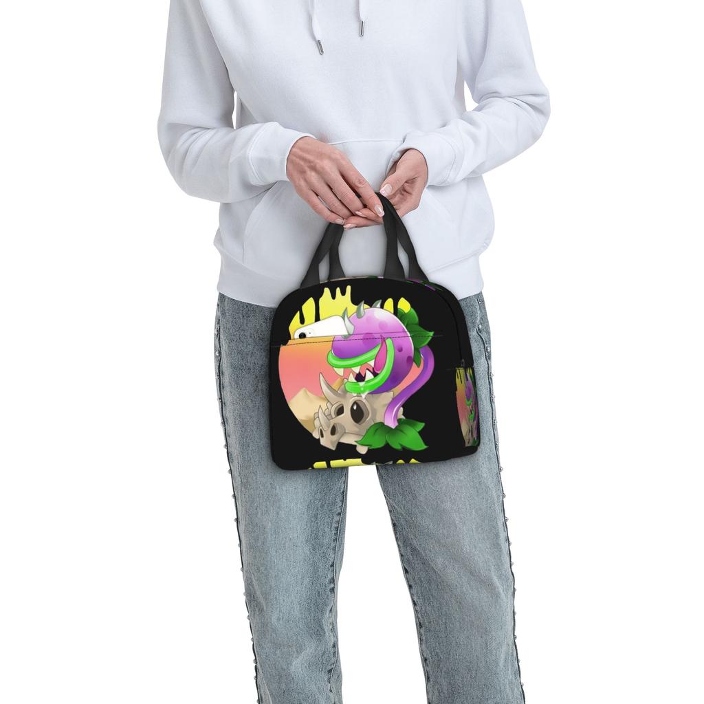 Custom Plants Gaming Zombies Insulated Lunch Bag for Women Men Resuable Video Game Cooler Thermal Lunch Box School