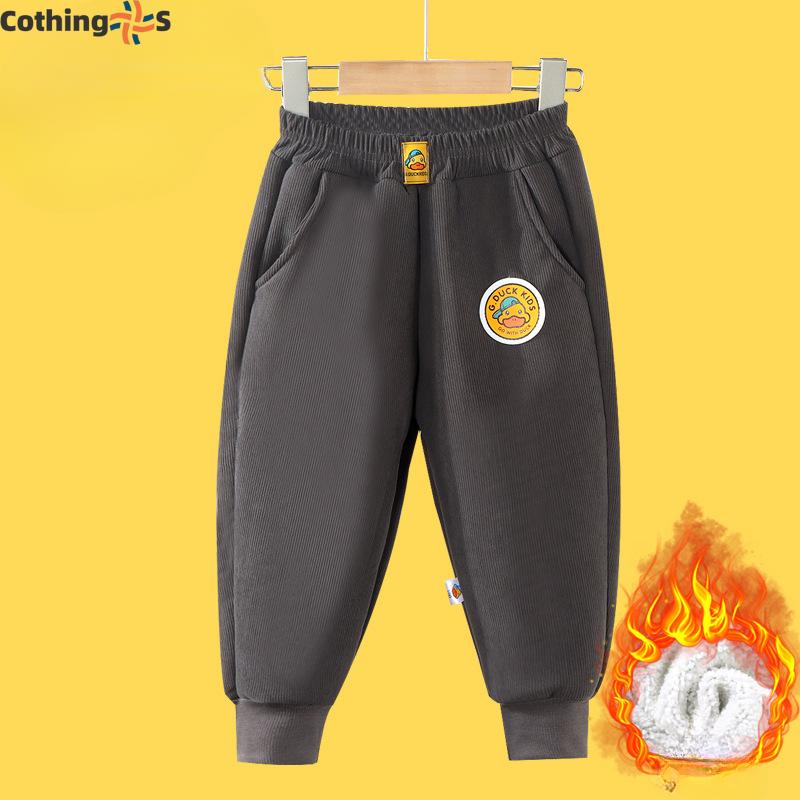 

Детские осенне-зимние утепленные спортивные штаны из вельвета, утолщенные спортивные штаны для мужчин и женщин, повседневные теплые штаны 80cm