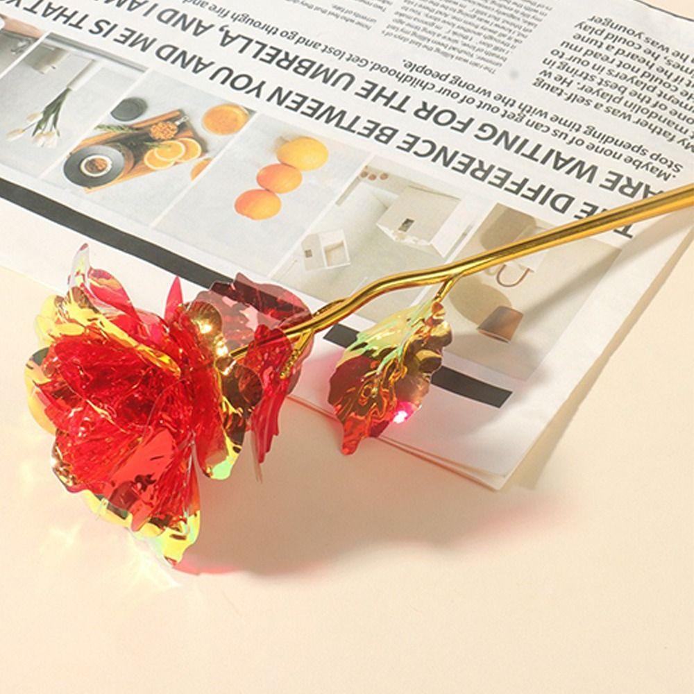 Colorful Gold Foil Rose Flower Handcrafted Artificial Crystal Flower Party Decoration