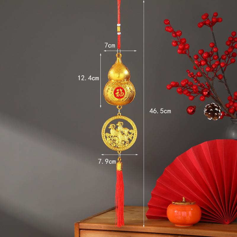 2027 Chinese New Year Goat Hanging Ornaments Gold Lucky Red Tassels Spring Festival Home Wall Decor
