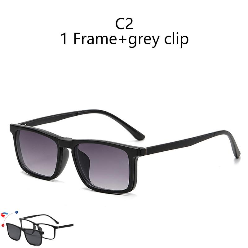 2 in 1 Sunglasses For Cycling - TR90 Sunglasses Sports Vintage Magnetic Clip-On Spectacle Square Frames Trendy Sunglasses Set