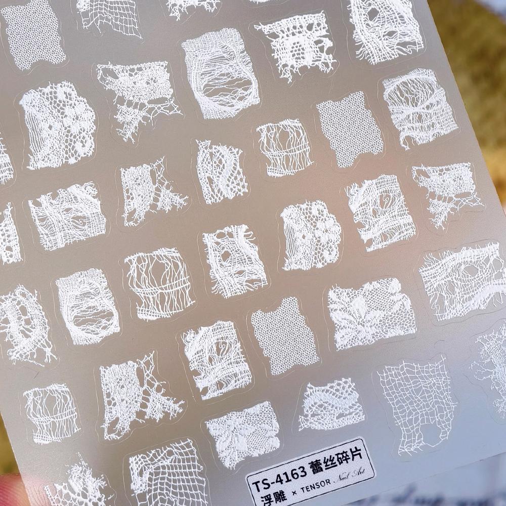 Abstract Silver 5D Nail Art Sticker Elegant French Curve Asymmetric Line Fragments Modern Artistic Self Adhesive Manicure Decal