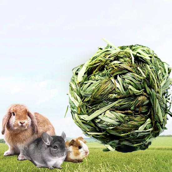 Μικρό παιχνίδι περιποίησης δοντιών για μικρά ζώα, χειροποίητο παιχνίδι ύφανσης, ψάθινη μπάλα χάμστερ κουνέλι