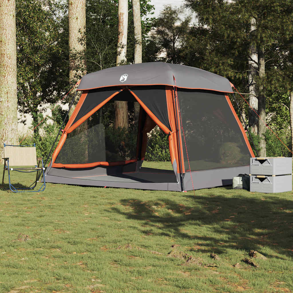 Family Tent for 6 Persons Grey and Orange Waterproof