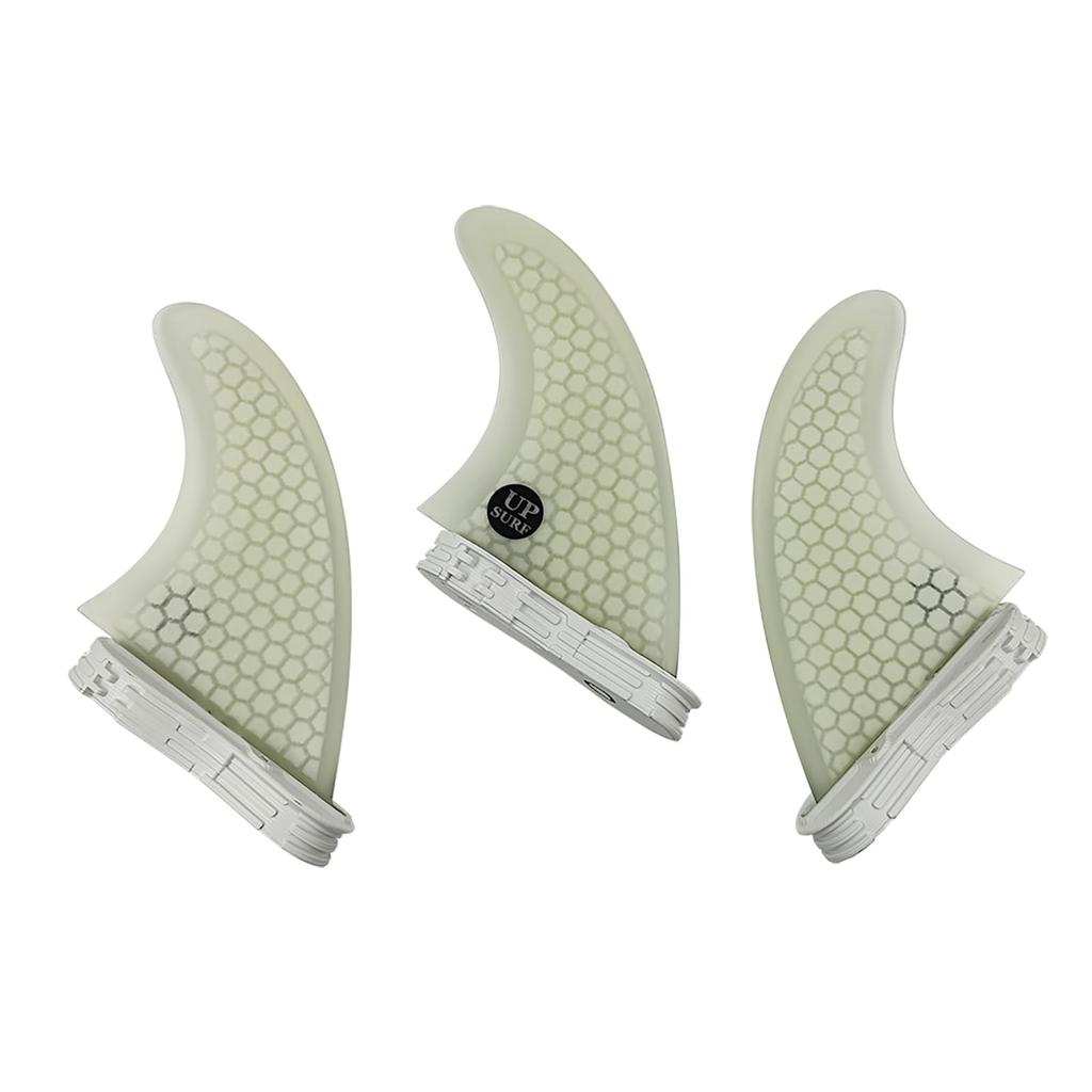 UPSURF Surfboard Fins FCS2 G5 Size Blue Honeycomb Thruster Set of 3 (White, G5)