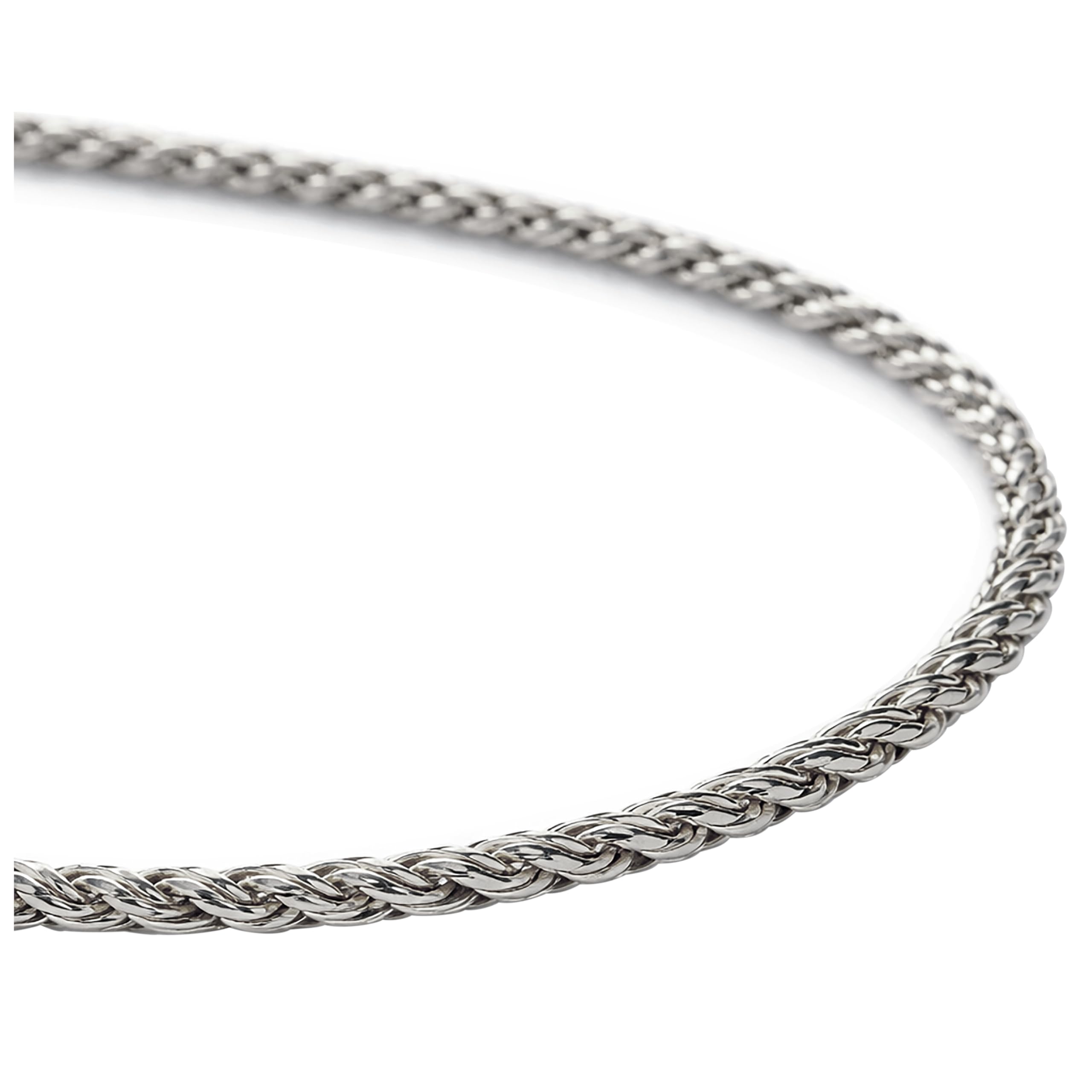 925 Rope Chain, Grayish Silver, 2mm Thickness, 50cm-60cm Length, Twisted Necklace, SILVER925 Silver Chain, Twisted Rope Braid, High Density, Heavy,
