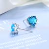 925 Silver Heart Blue Zircon Engagement Stud Earrings For Women Luxury Jewelry Elegant Accessories Jewellery