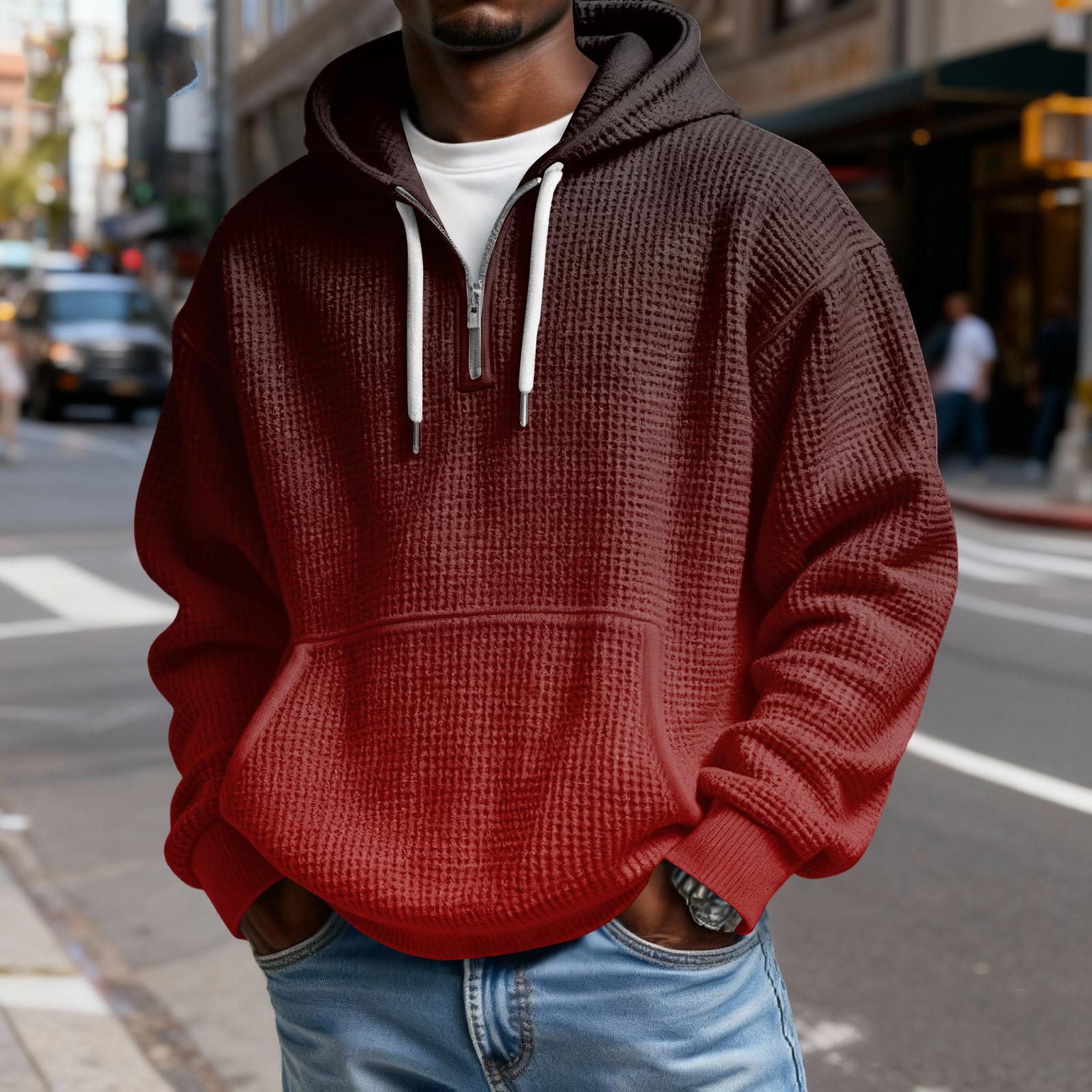 

Mokaloha Мужская повседневная однотонная толстовка с капюшоном на молнии с длинным рукавом, повседневная футболка с длинным рукавом на молнии XL винный