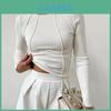 Plain Color Long Sleeve Crew Neck T Shirt With Ribbed Knit Fabric For Casual Wear