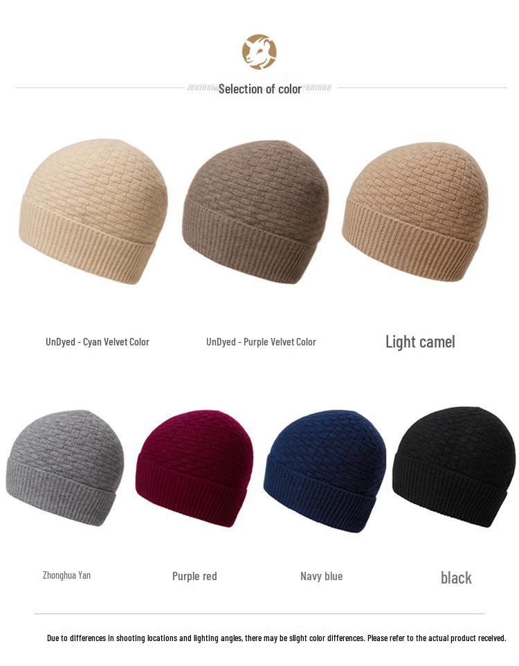 Unisex 100% Pure Cashmere Knitted Hat for Autumn and Winter - Classic, Versatile, and Warm