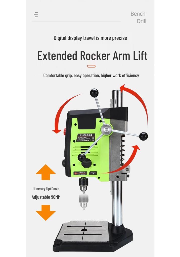 Compact High-Power Precision Variable Speed 220V Bench Drill Mill for DIY Projects
