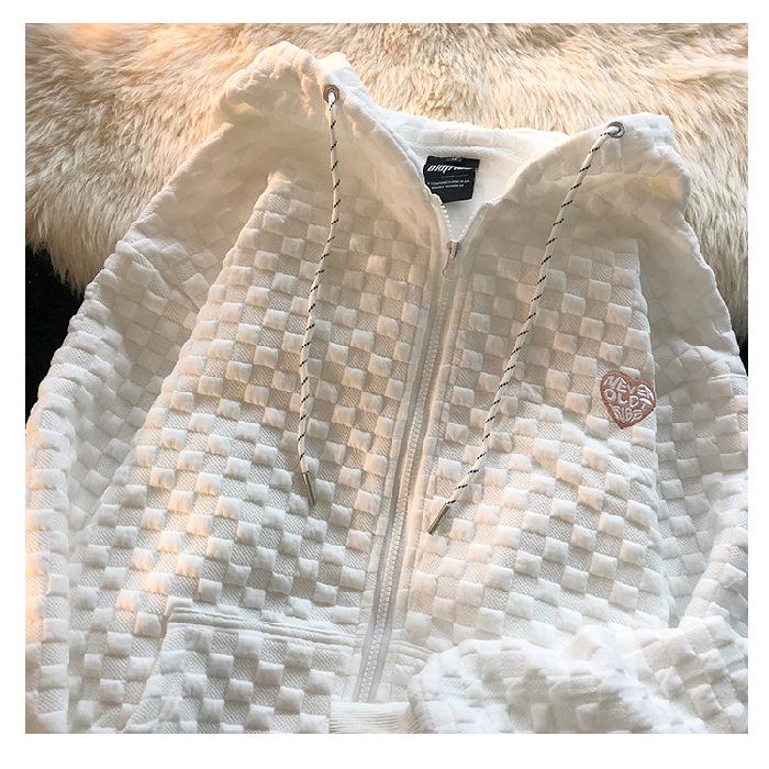 

Женский вафельный кардиган на молнии с капюшоном в клетку - Коллекция осень/зима S