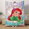 1PC Cartoon Mermaid Blanket, Soft Flannel Throw Blanket, Versatile & Cozy for Bedroom, Seasonal Universal Home Decoration Throw, Cute Ariel