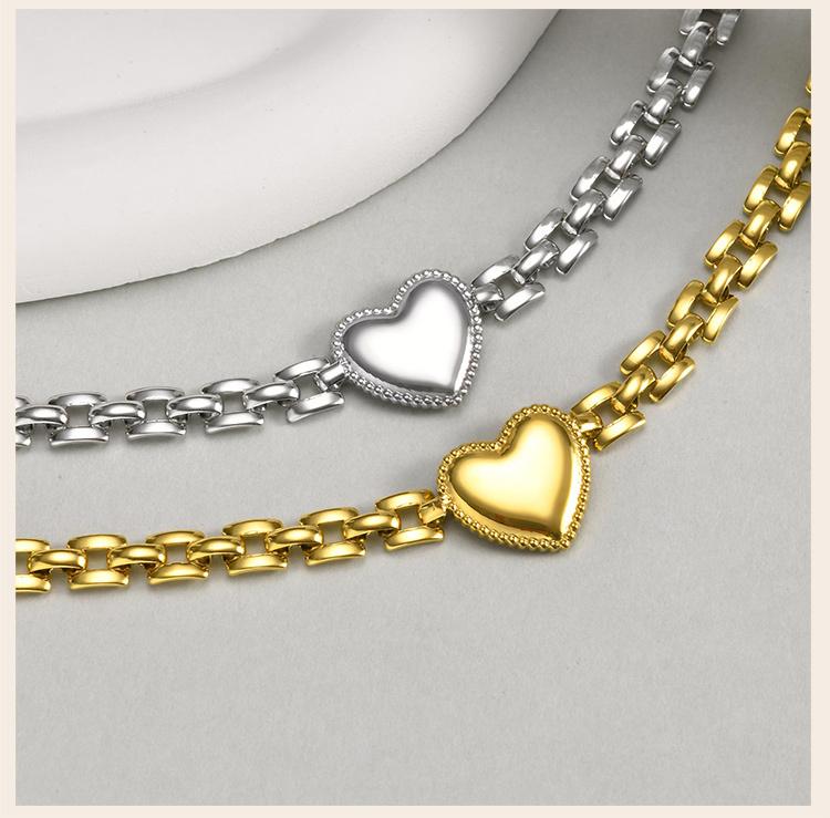Stainless Steel Love Heart Bracelet for Women, Simple Anniversary Jewelry Gifts