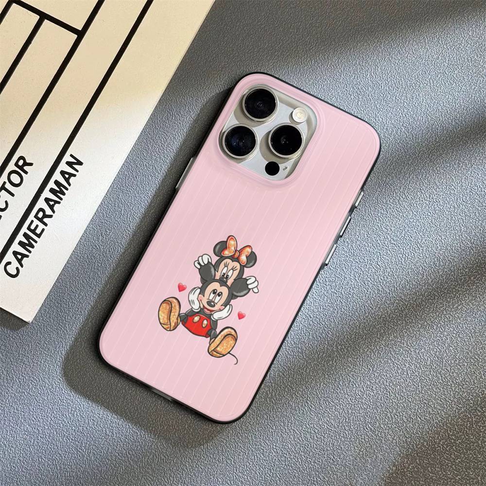 M-Minnie M-Mickey For iPhone 16 15 14 13 12 11 17 Pro Max Plus Wave Corrugated Phone Case Anti Drop Cover