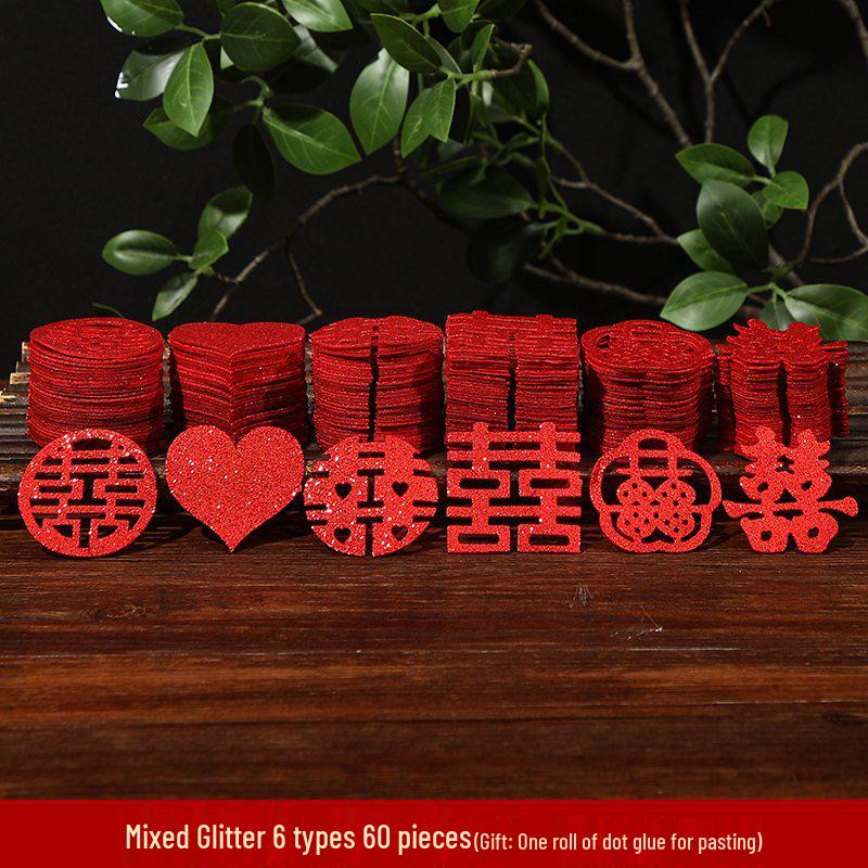 Handmade Double Happiness Wedding Room Decoration Sticker