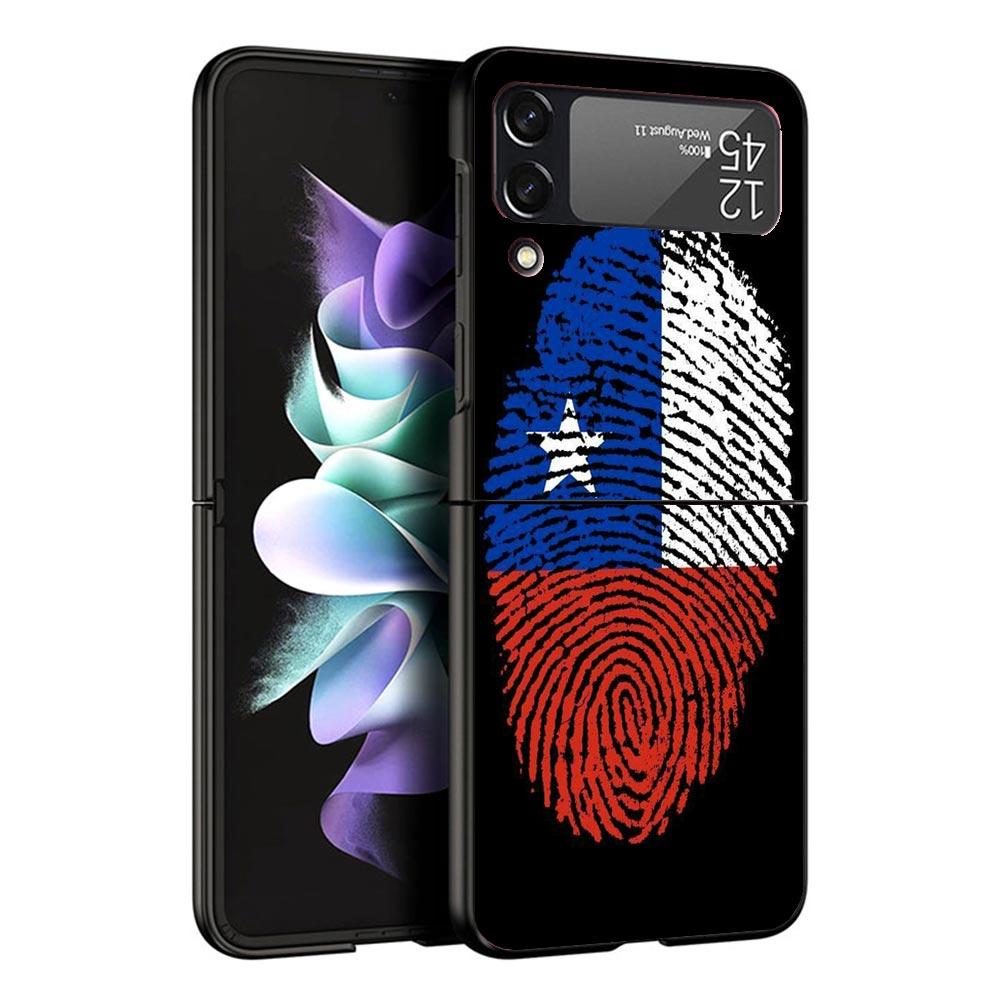 

Chile Flag Black Phone Case For Samsung ZFlip7 ZFlip6 ZFlip5 ZFlip4 ZFlip3 5G Hard Protective Galaxy Z Flip 3 4 5 6 7 Samsung Z Flip