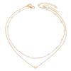 Retro Double-Layer Heart Pendant Necklace with Imitation Pearl