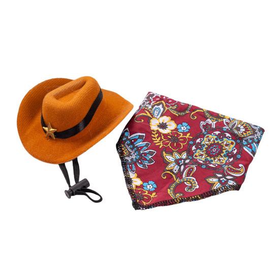 1 Set Kat Cowboy Kostuum, Verstelbare Cowboyhoed En Retro Bandana Sjaal, Schattige Kat Cowboy Outfit voor Katten Kleine Honden, Westelijke Stijl Huisdier Accessoires
