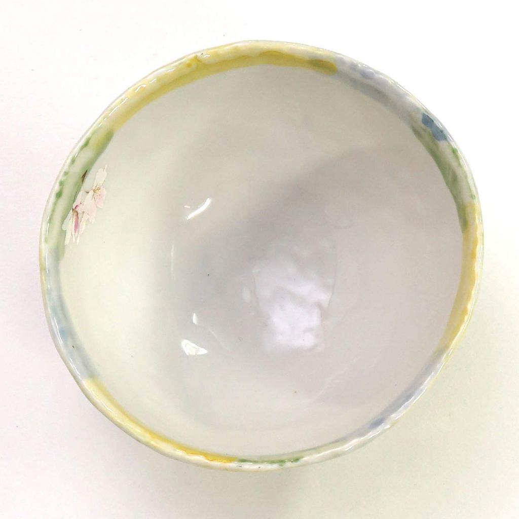 Hogdseirrs Bloom Mino Ware Hana Gasumi Tea Bowl 15296 (Green)