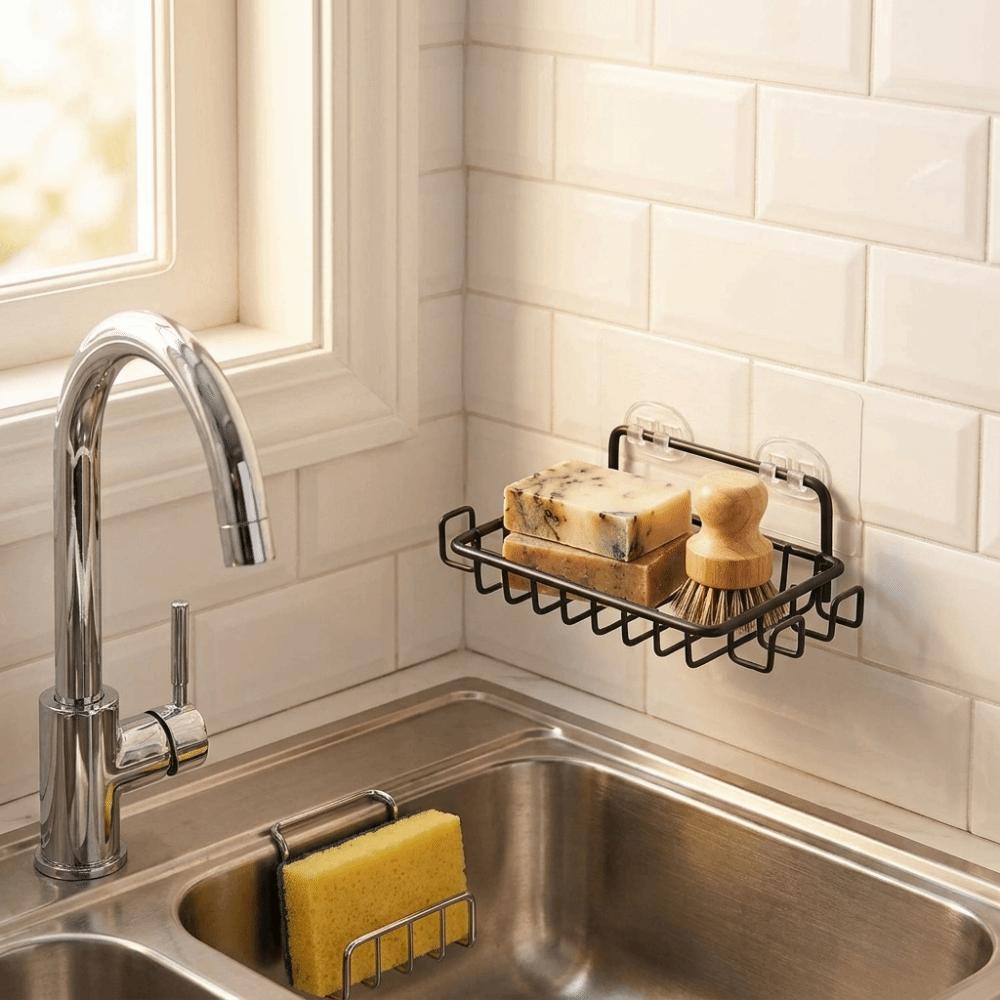 Hollowed-out Wall Mounted Soap Dish with Hooks Soap Holder Drain Rack Soap Rack  Kitchen