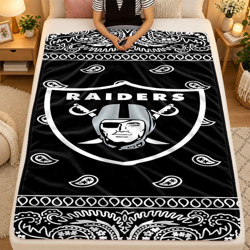 Flannel BlanketLas Vegas Raiders Warm Soft Throw Blanket for Indoor Sofa Bed Living Room Use