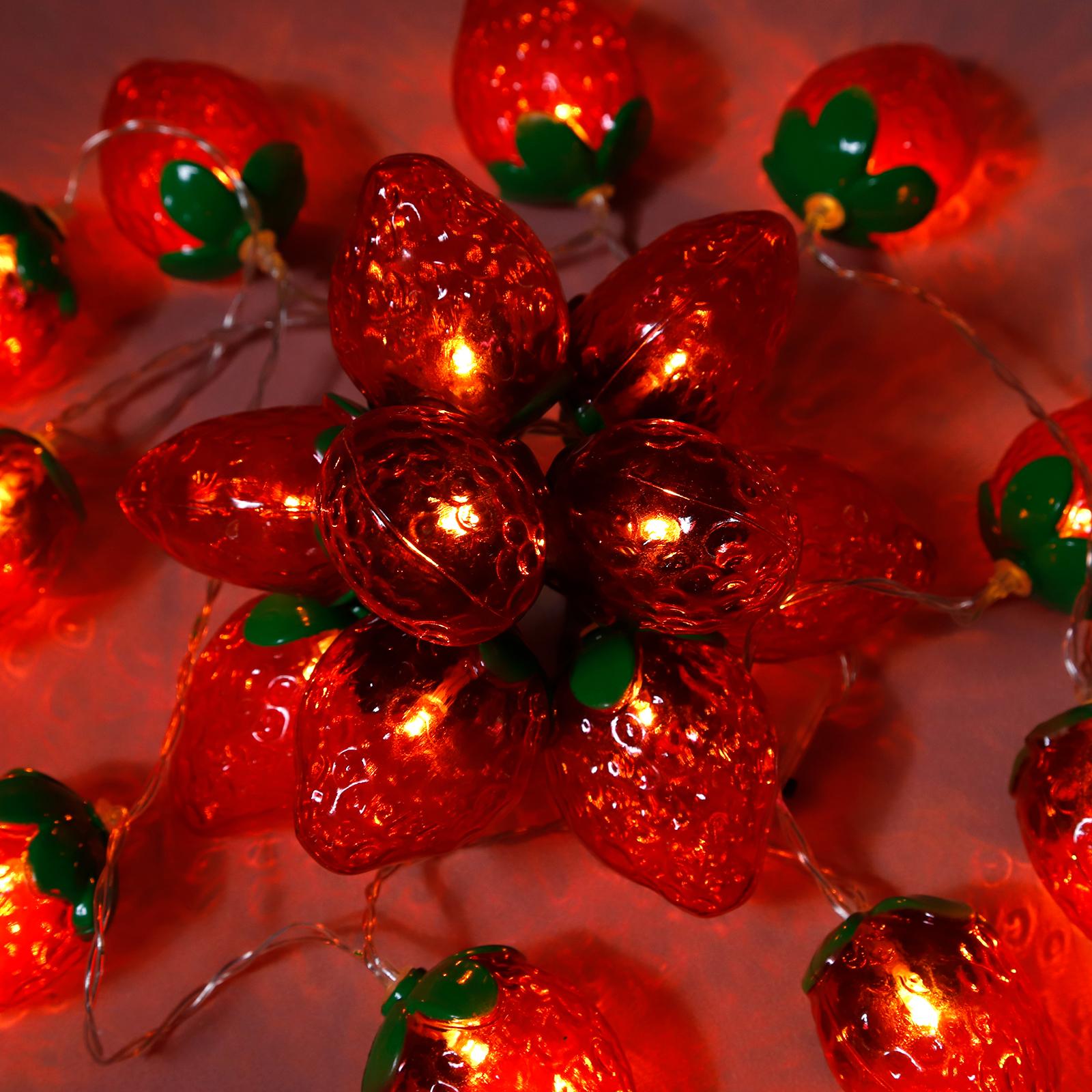 

LED strawberry shaped light string decoration, holiday gift, room decoration, small colorful lights 10 light 1.5m теплый белый