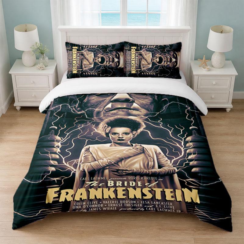 Bride of Frankenstein Bedroom 3Pcs Bedding Set Soft Bed Sheet Pillowcases Home Bedding Decoration