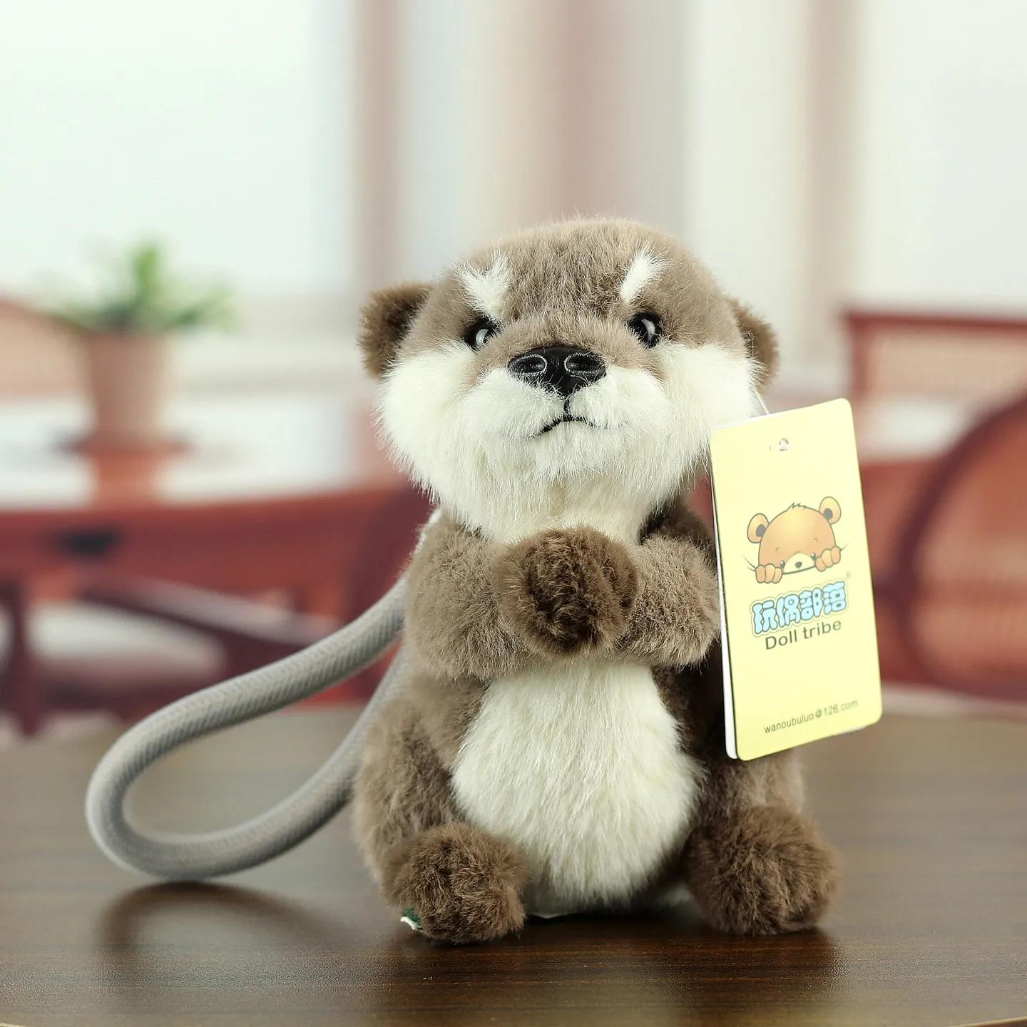 Schattige Grijze Zeeotter Met Schelp Pluche Sleutelhanger Zacht Gevuld Zee Dieren Tas Hanger Kawaii Otter Pluche Verjaardagscadeaus Meisje 15cm beige