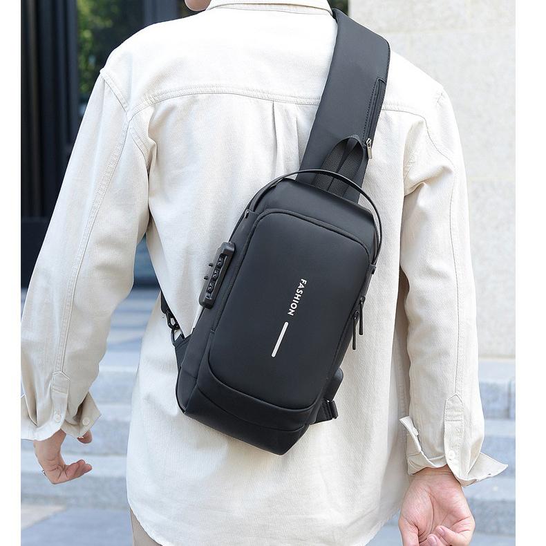 Lcauto Parts Men's Black Multifunction Anti-Theft Usb Shoulder Bag Man Crossbody Cross Body Travel Sling Chest Bags Pack Messenger Pack For