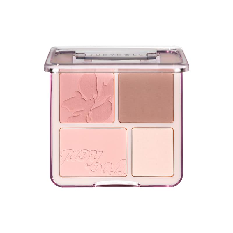 Official Japanese JUDYDOLL Selfish Cheek Highlighter, Chinese Cosmetics Cheek Palette, Matte Highlighter, Multi-Palette, NV (05 Melo Face Rose