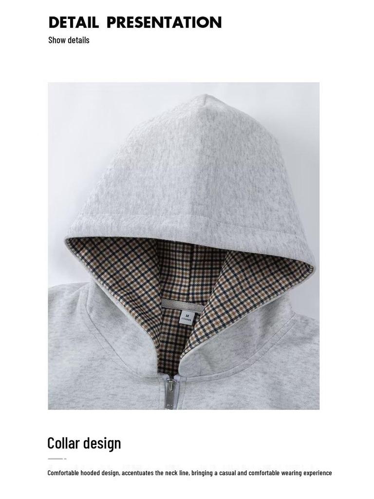 Herren Übergröße Kapuzen-Strickjacke mit Doppelreißverschluss