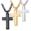 New Christian Bible Cross Chain Necklace Stainless Steel Pendant Necklace for Women Men's Byzantine Chain