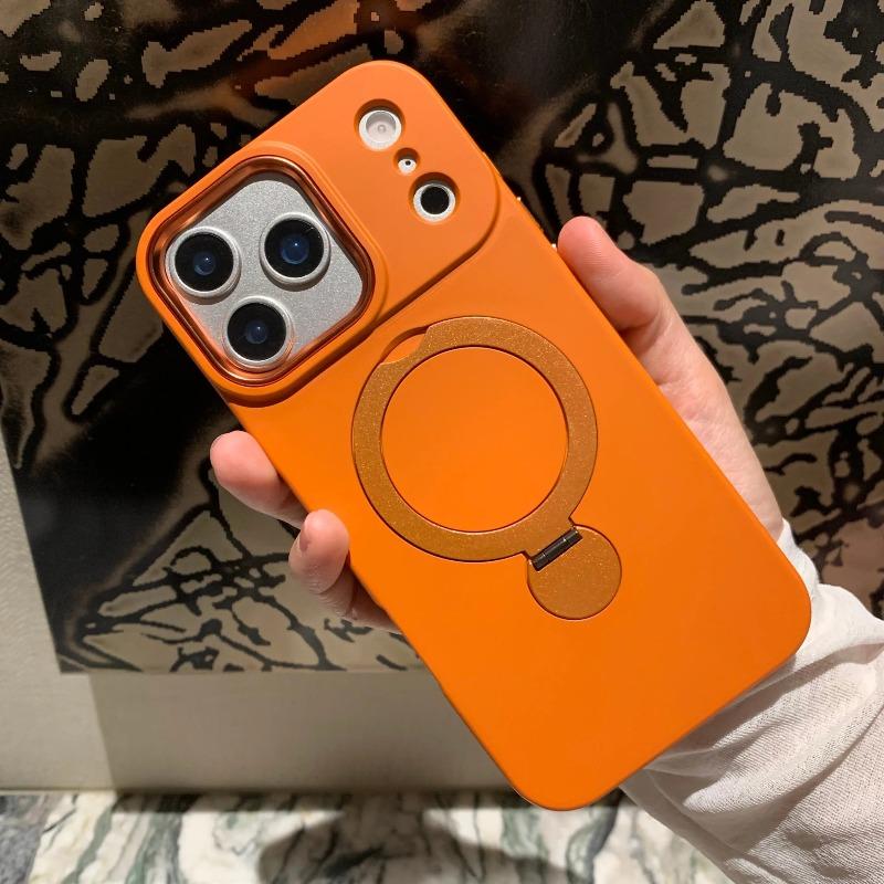 Acrylic Magnetic Liquid Silicone Phone Case For Magsafe For 17 Air 18 16 15 14 13 Pro Max Shockproof Frosted Stand Cover