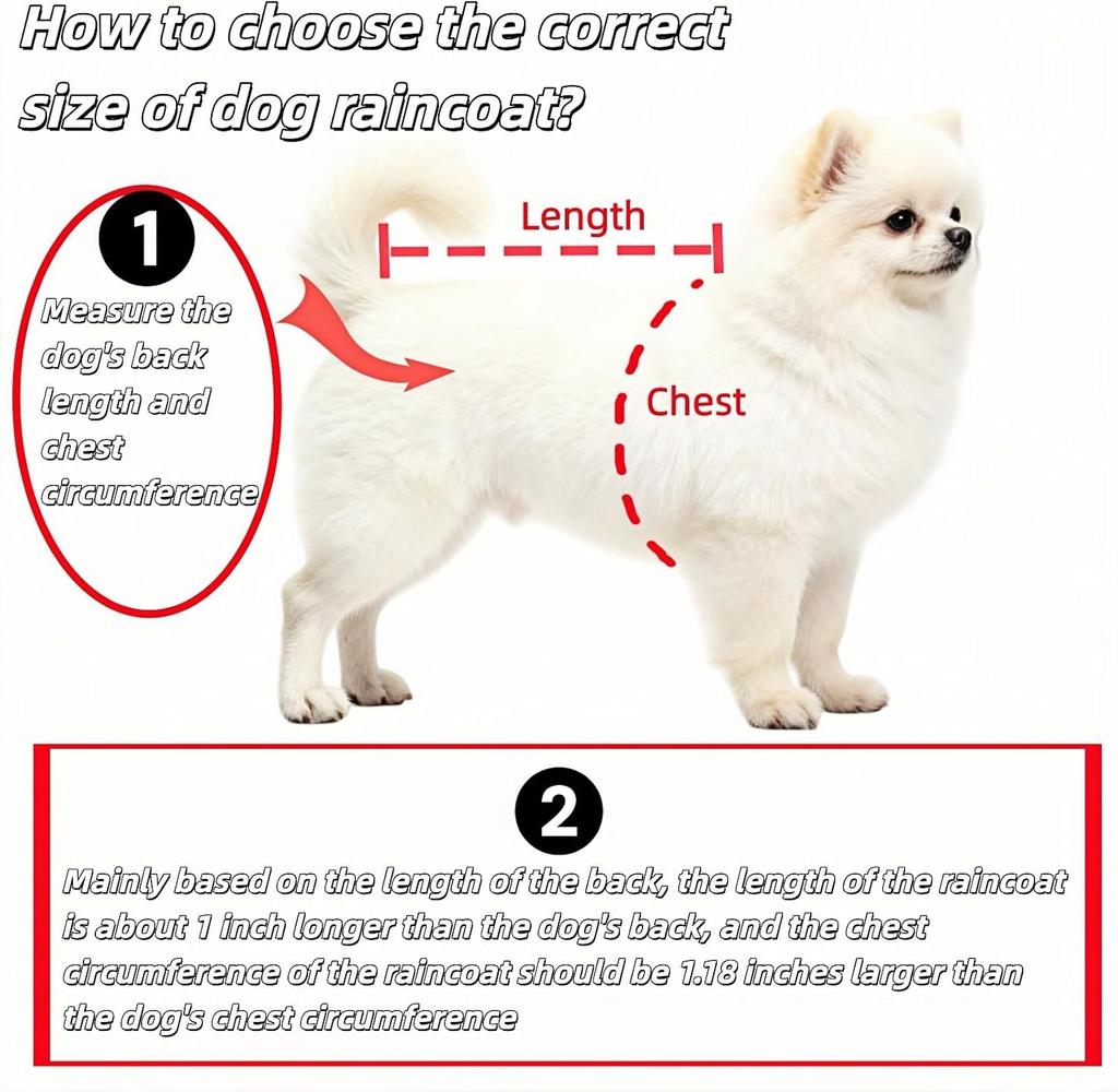 Clear Dog Rain Poncho for Small/Medium Dogs Heavy Waterproof Hidden Leash Hole Adjustable Snaps Anti-adhesive Hair Design Double