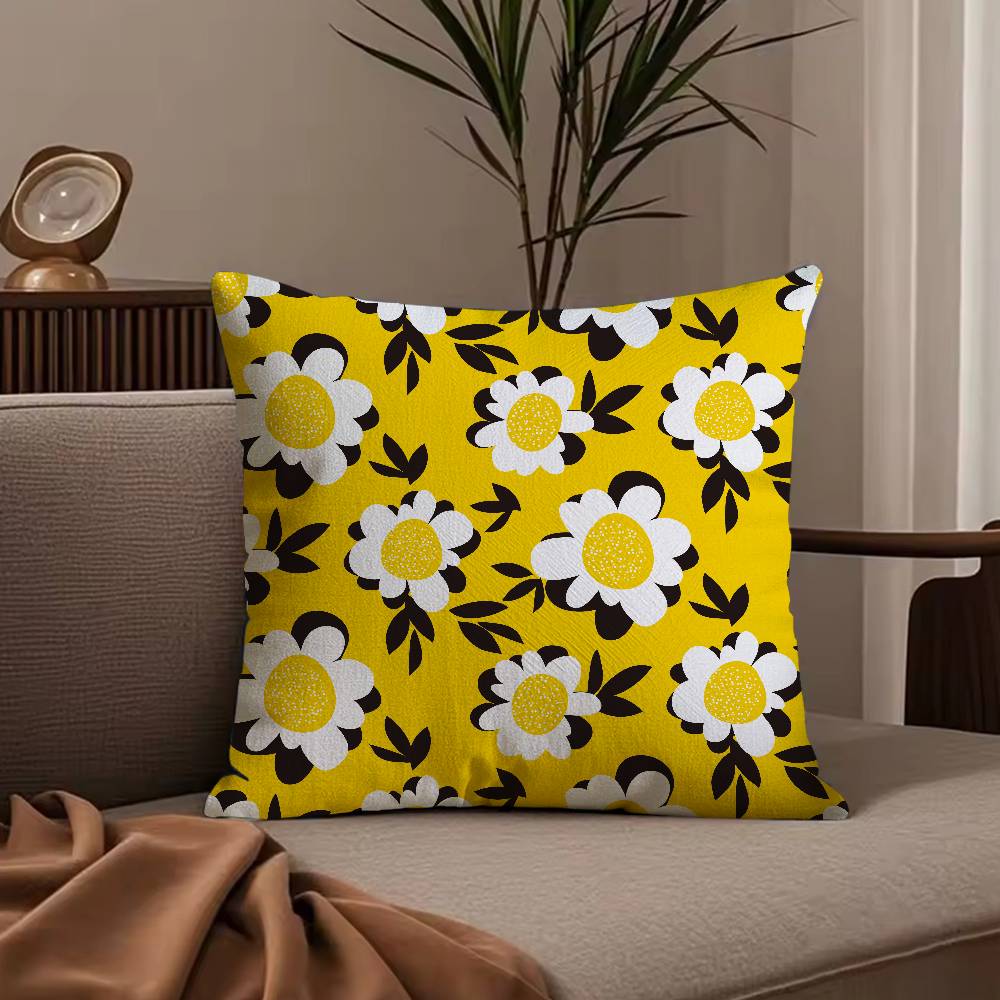 Spring and Summer Floral ART Pillow Case Anti-dustmite Pillowcase Invisible Zipper Silky Short Plush Sofa Cushion Cover