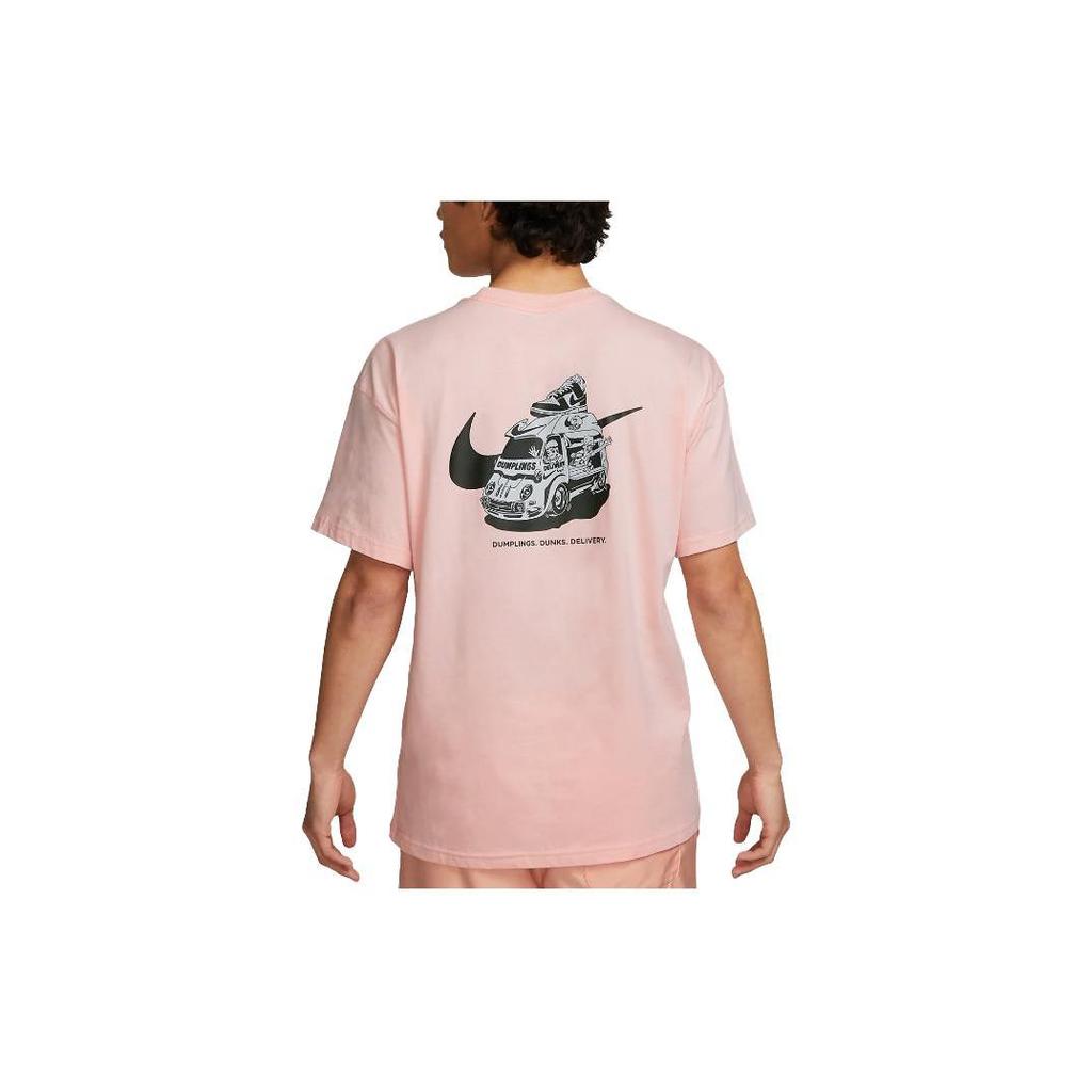 Nike T Shirts Men's Pink Crew Neck Moderate Straight Fit FB9806-686