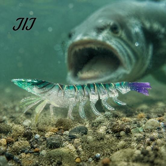 Flexible Fishing Baits 9.5cm/4.8g TPE Soft Bionic Shrimp Bait, Realistic Glitter Lure, Simulation Lifelike Swimming Prawn Swim Bait for Freshwater