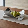 Onregelmatige Golvende Schaal Moderne Roestvrij Staal Decoratieve Spiegelafwerking Zilver Metaal Fruitschaal voor