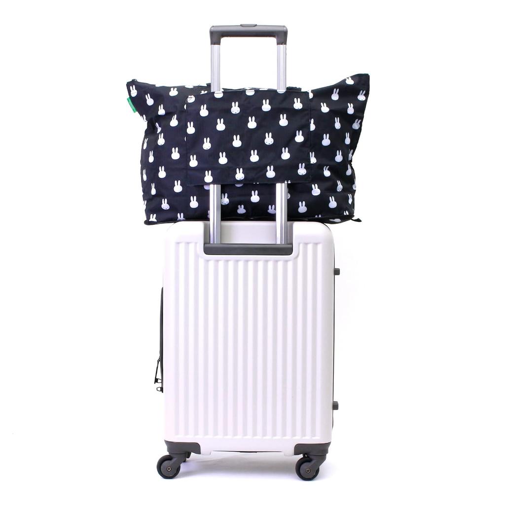 Folding Bag Carry it small and use it Folding bag series convenient for carrying on trips Tote Bag B110 Many Face Black [Travel Collection] - big!