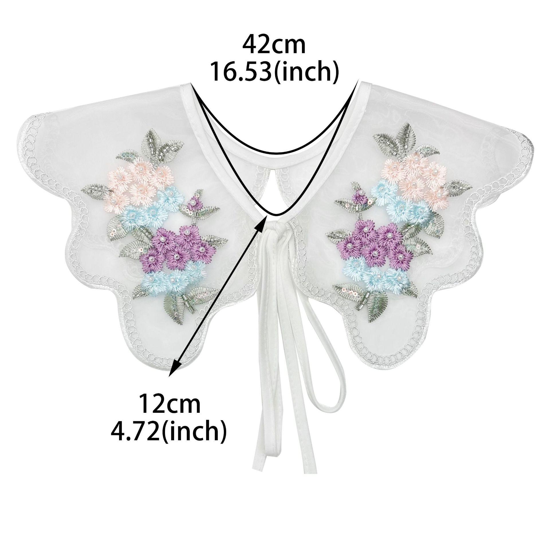 

Женские вышитые накладные воротники-кейпы-шарфы Женские блузки Топы Бисерный ложный воротник Шаль Накидка Шейные украшения Рубашка Съемные воротники Fuax Cols