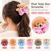 Gingham Plush Bear Scrunchie Scrunchie Hair Accessory Plush Hair Band  Ear Fluffy Ponytail Holder