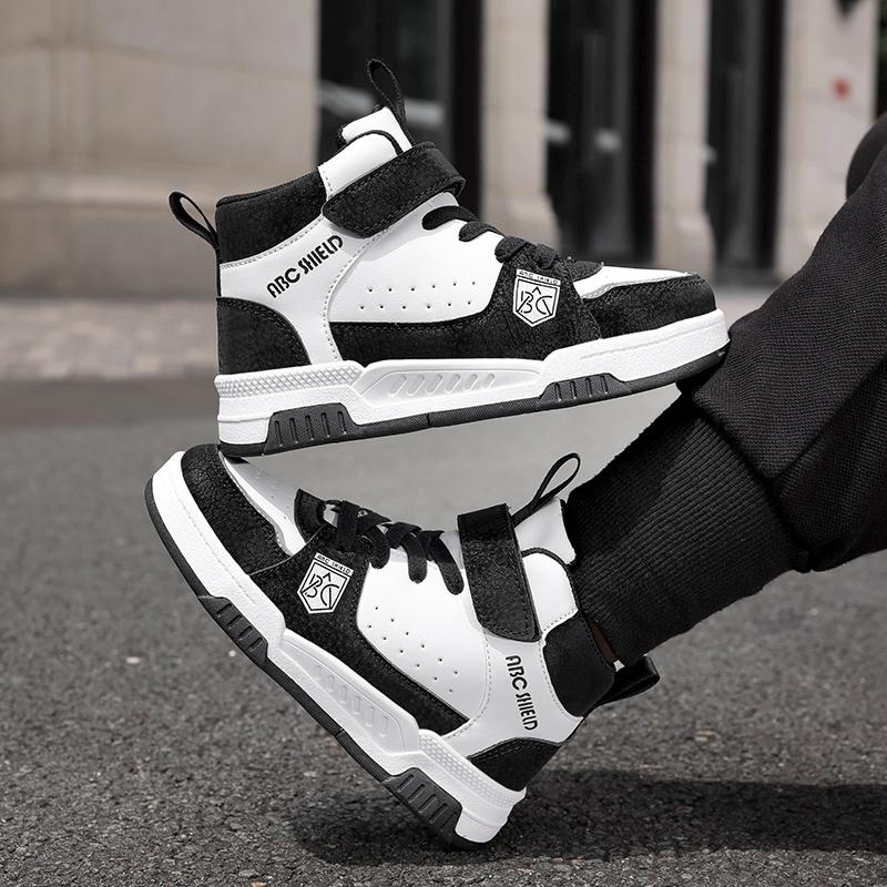 Moteable og praktiske borrelåssko med tykk såle og høy ankel for barn, utendørs fritidssportssko 28-39