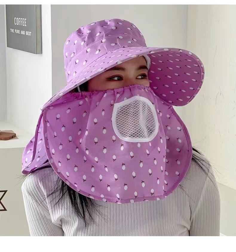 Sunscreen hat women's new summer hat face covering sun hat face mask cool hat UV protection tea picking cycling sun hat